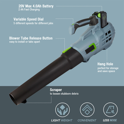 16000RPM 60Hz Wireless Air Blower ไร้สาย Leaf Blower พร้อมแบตเตอรี่และเครื่องชาร์จ