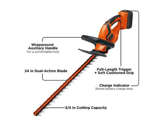 40V โลหะผสมเหล็กลิเธียมไอออนแบตเตอรี่ไฟฟ้า Hedge ไร้สาย Long Reach Hedge Trimmers