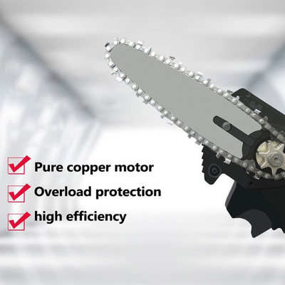 6 นิ้ว 300W แบตเตอรี่แบบพกพาเครื่องเลื่อยโซ่ Handhold ไฟฟ้าตัดไม้ไร้สาย