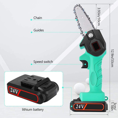 OEM 500W แบตเตอรี่ไร้สายมือถือขนาดกะทัดรัดมือถือเลื่อยโซ่แบบชาร์จไฟได้