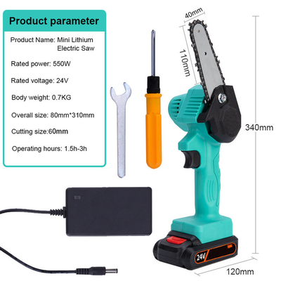 OEM 500W แบตเตอรี่ไร้สายมือถือขนาดกะทัดรัดมือถือเลื่อยโซ่แบบชาร์จไฟได้
